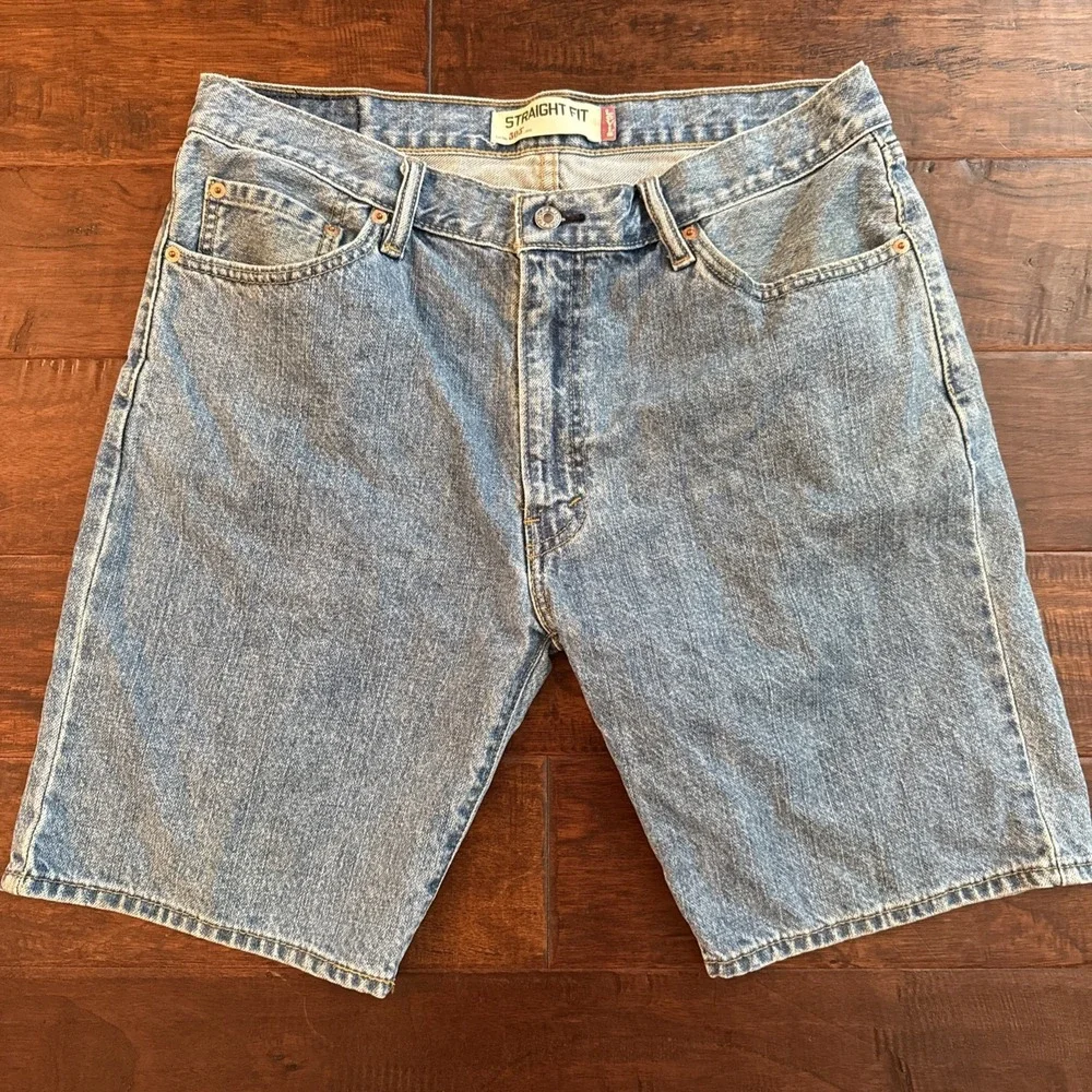 Levis 505 Straight Fit Denim Shorts Size 36 Inseam 9.5
